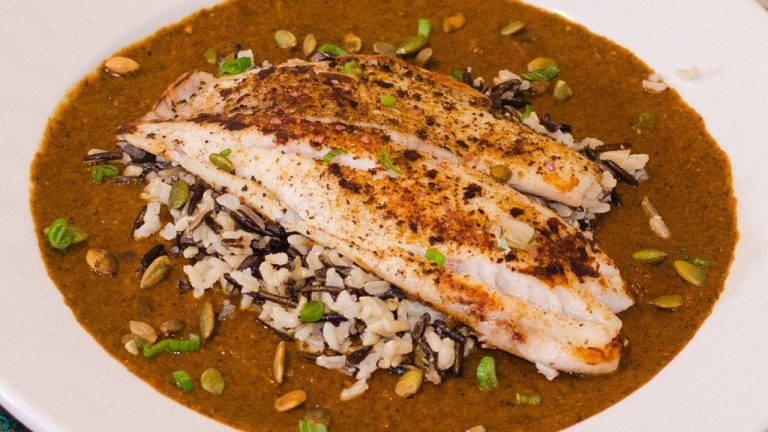 Take advantage of the Oaxacan Mole! A plate of food