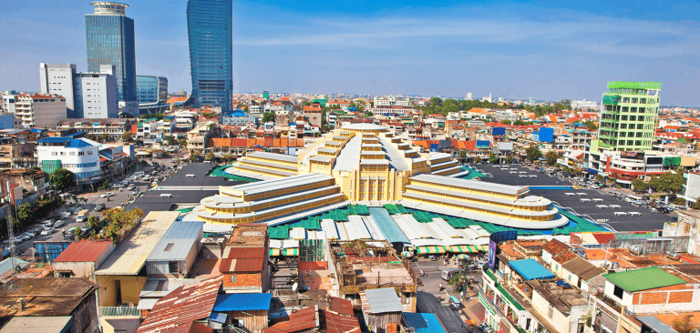 A walk through Phom Penh A row of beach chairs and an umbrella