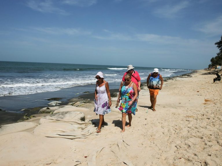 A group of people on a beach