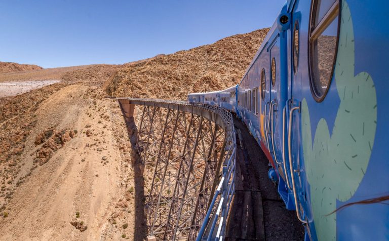 the Train of the Clouds, in Salta A train on a steel track